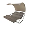 EuroGarden Mobili Da Giardino E Accessori|Dondolo sdraio da esterno matrimoniale "rocking" in metallo e textilene marrone 182x137x160 cm