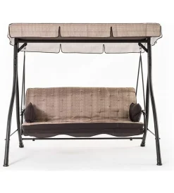 Mobili Da Giardino E Accessori- Dondolo "zanzibar" tre posti con struttura in metallo di colore beige.