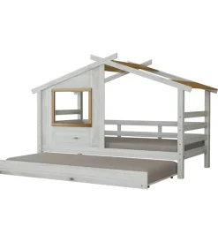New Doppio letto singolo per ragazzi "nantes" in pino massello a casetta 222x97,6x143 cm Letti E Comodini