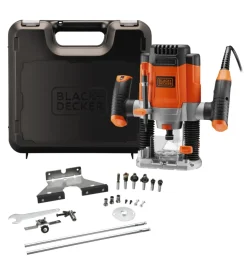 Fresatrici-Black+Decker Elettrofresatrice 1200 w in valigetta con 6 frese - black decker kw1200eka-qs.
