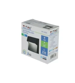 Illuminazione Per Esterno|Faretto led segnapasso a plafone da esterno quadrato vtac nero 4000k