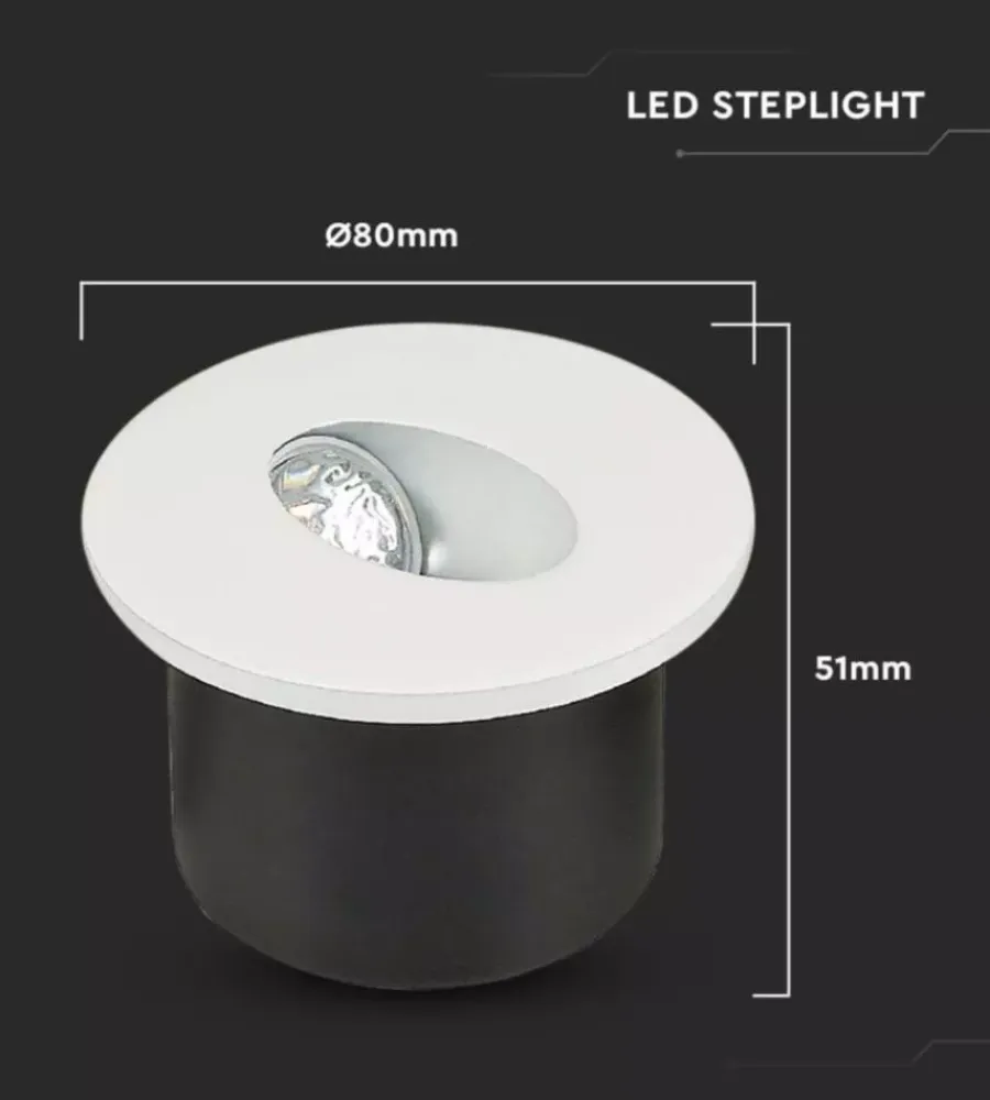 Outlet Faretto led segnapasso ad incasso da esterno rotondo vtac bianco 3000k Illuminazione Per Esterno