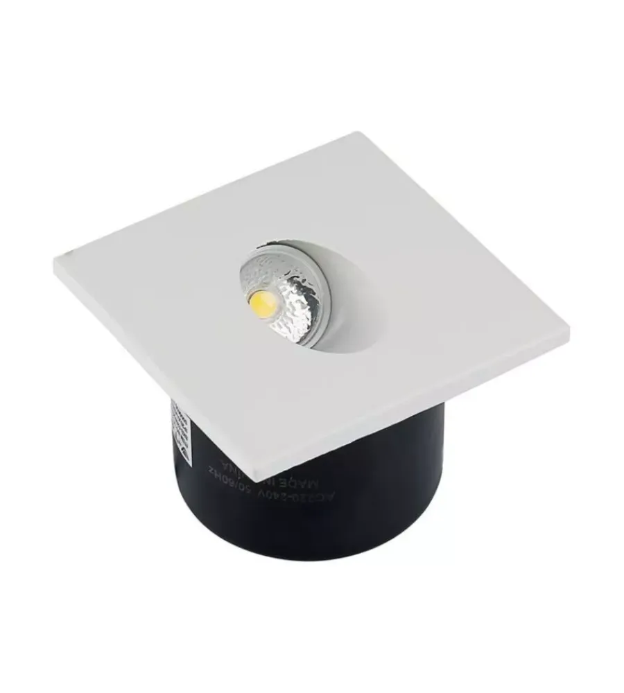 Illuminazione Per Esterno- Faretto led segnapasso ad incasso da esterno quadrato vtac bianco 3000k