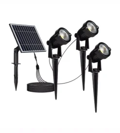 Illuminazione Per Esterno|Faretto led solare da esterno con picchetto vtac nero 3000k 3 pezzi