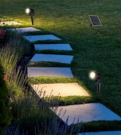 Illuminazione Per Esterno|Faretto led solare da esterno con picchetto vtac nero 3000k 3 pezzi