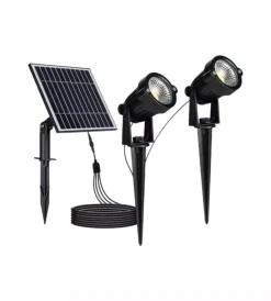 Illuminazione Per Esterno|Faretto led solare da esterno con picchetto vtac nero 3000k 2 pezzi