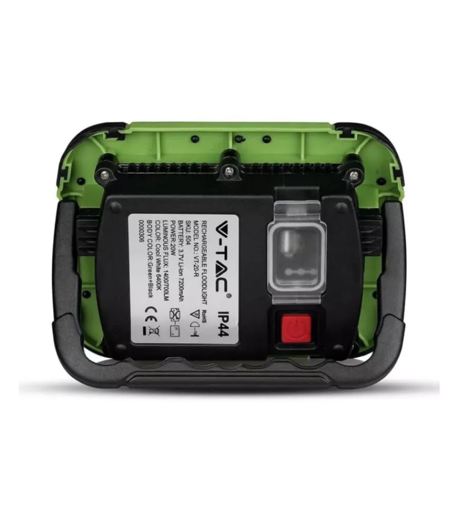 Illuminazione Per Esterno|Faro led ricaricabile vtac con sos flash verde 6400k 20w