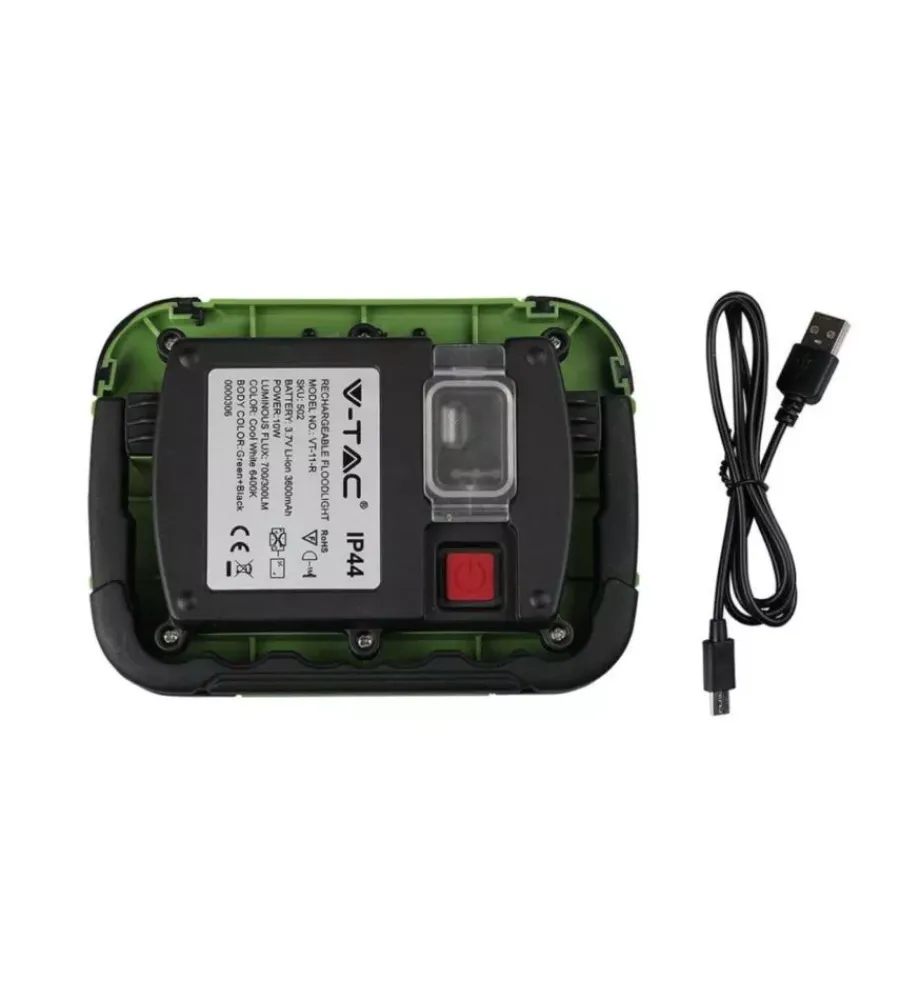 Illuminazione Per Esterno|Faro led ricaricabile vtac con sos flash verde 6400k 20w