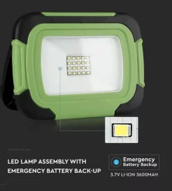Illuminazione Per Esterno- Faro led ricaricabile vtac con sos flash verde 4000k 20w