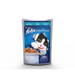 Sale Felix le ghiottonerie,  alimento umido per gatto, con tonno in gelatina. Alimenti Umido Gatto