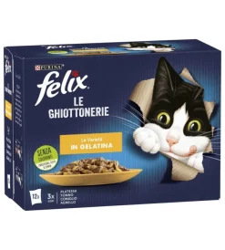 Purina Alimenti Umido Gatto|Felix le ghiottonerie varietà, 12x85 gr