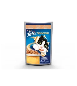 Alimenti Umido Gatto-Purina Felix sensations, salmone in gelatina con gamberetti 20x100gr.