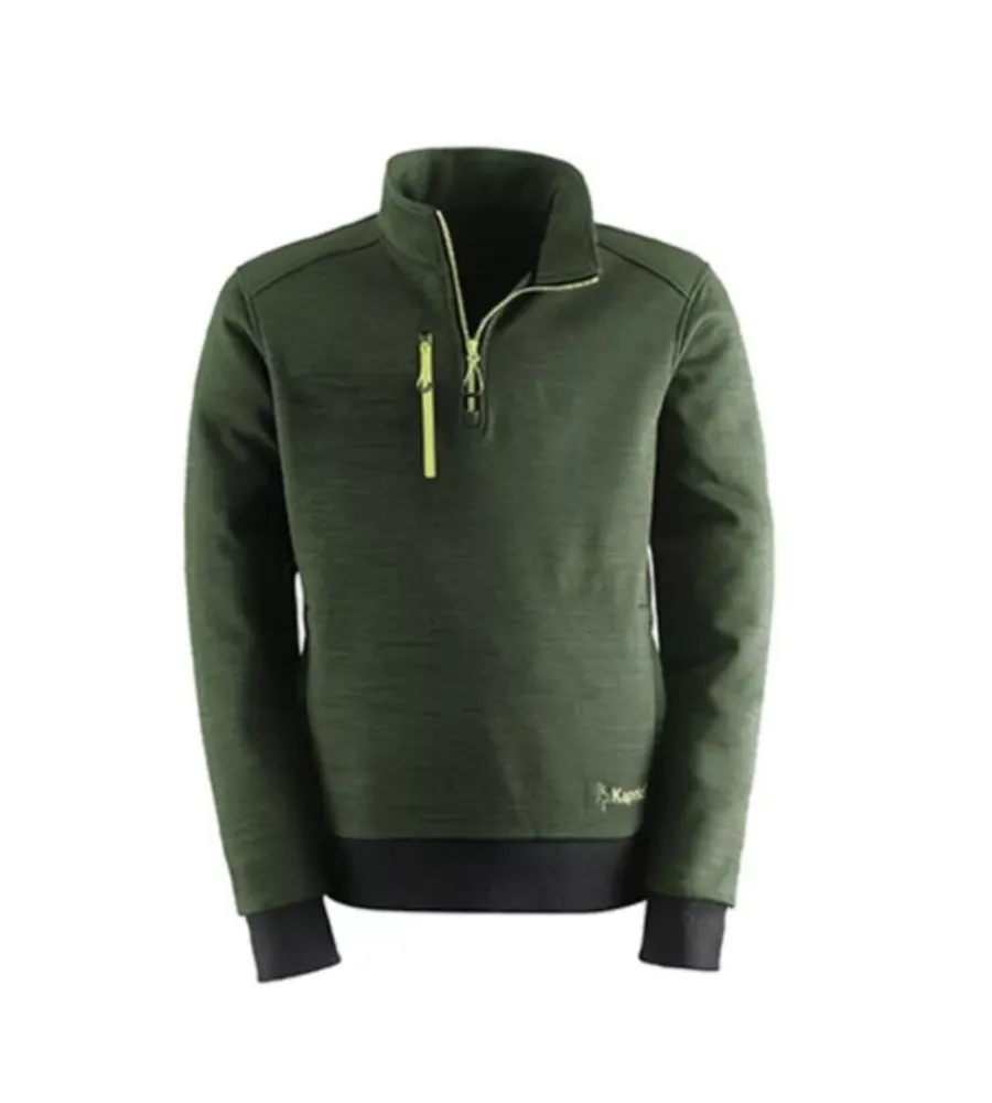 Maglie E Felpe|Maglie E Felpe-Kapriol Felpa da lavoro "slick" con mezza zip verde tg m