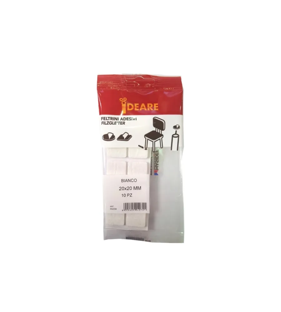 Accessori- Feltrini adesivi quadrati 20 x 20 mm. - bianco - 10 pz.