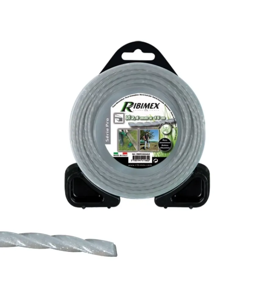 Decespugliatori-Ribimex Filo attorcigliato quadrato per decespugliatori 2,4 mm x 15 m