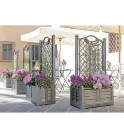 Coltivazione E Cura-Bama Fioriera con spalliera - grigliato color ferro battuto 80x42,5x150 cm -