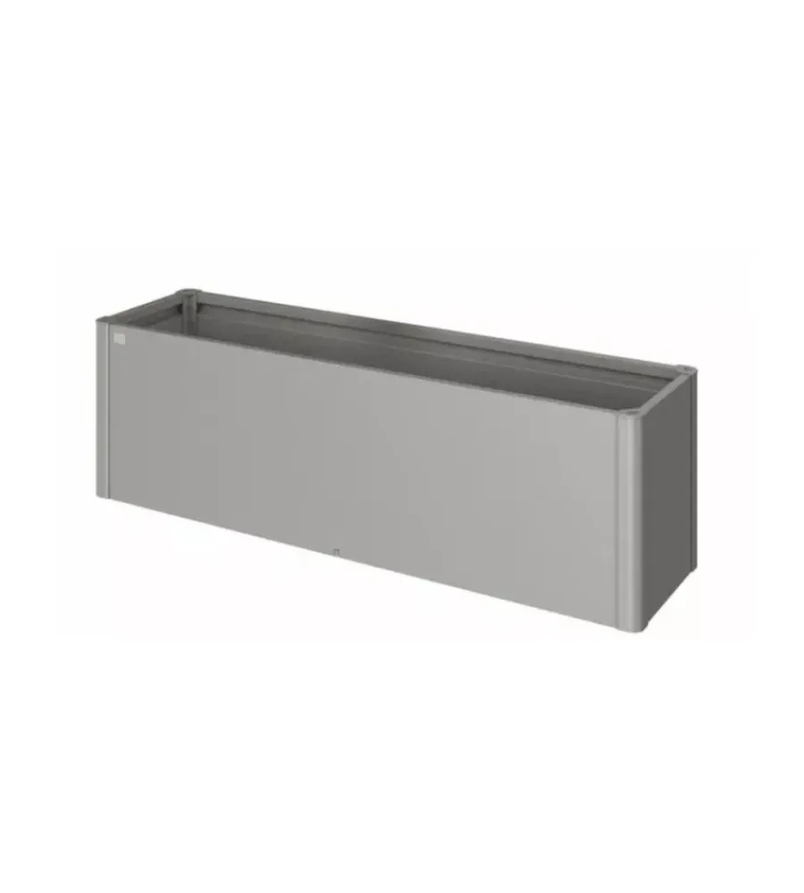 Coltivazione E Cura-Biohort Fioriera da esterno "belvedere midi 200" in acciaio zincato grigio quarzo metallizzato 201x53x61 cm