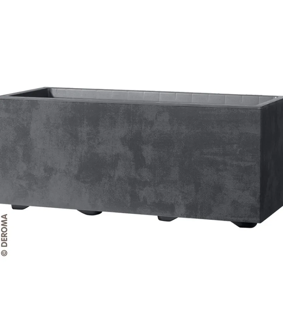 Coltivazione E Cura- Fioriera da esterno deroma "millenium" rettangolare in resina colore antracite, 99x37x39 cm