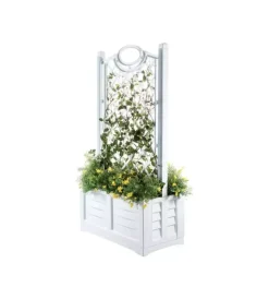 Coltivazione E Cura-Bama Fioriera da esterno separe' con spalliera colore bianco, 80x42,5x150 cm -