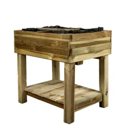 Coltivazione E Cura|Fioriera per orto da esterno con supporto in legno di pino 80x60x80h cm