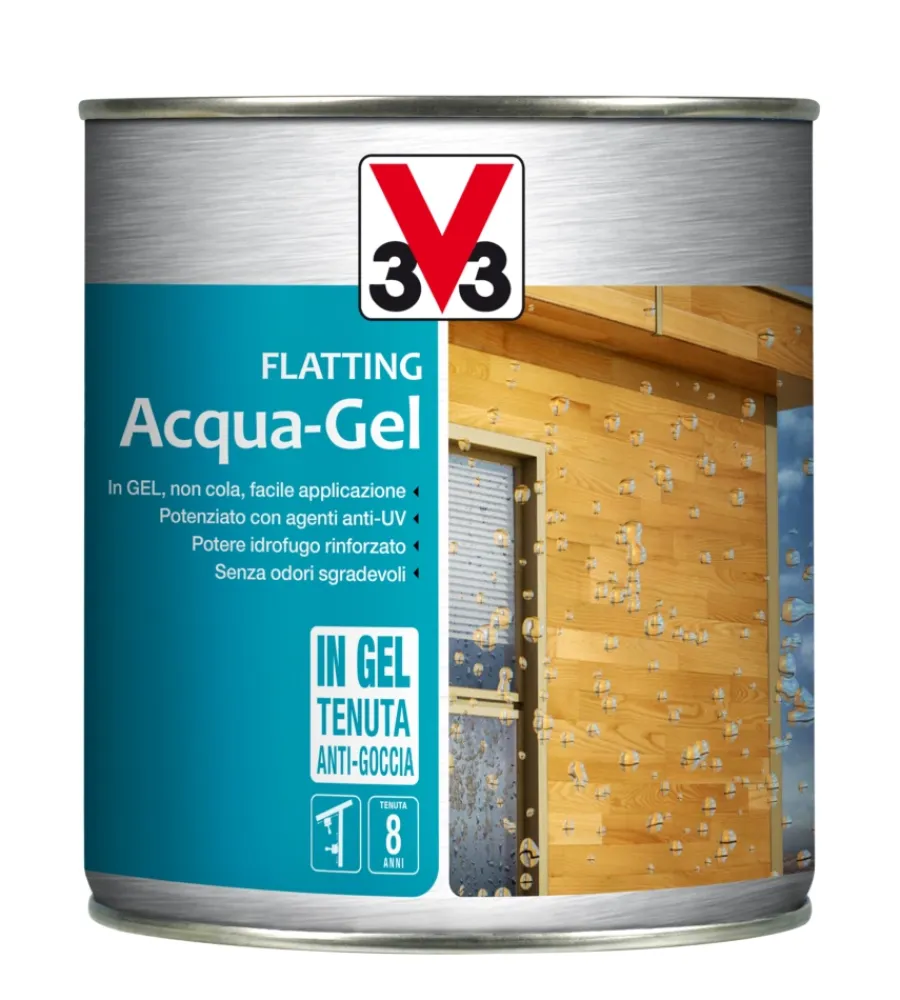 V33 Flatting E Vernici Legno|Flatting acqua-gel, colore noce medio - 0,75 litri