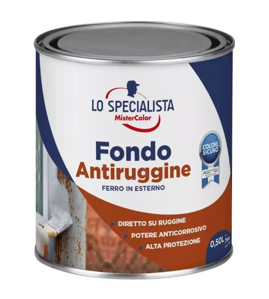Antiruggine- Fondo antiruggine solvente 0,5 lt. grigio