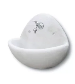 Fontane, Decorazioni E Pavimentazioni|Fontana bacinella da muro "fradusta" anticata colore bianco -  54x25x56 cm