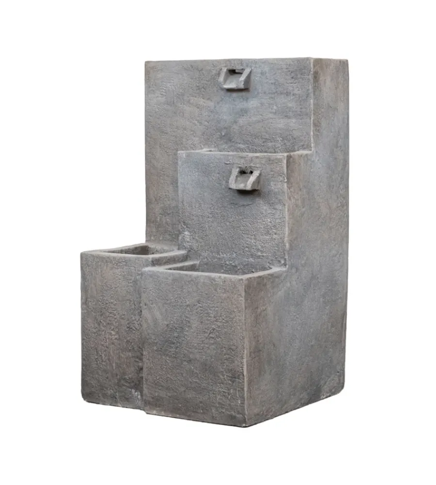Fontane, Decorazioni E Pavimentazioni|Fontana da esterno a due vasche con portavaso e pompetta per ricircolo acqua 42x40x70 cm