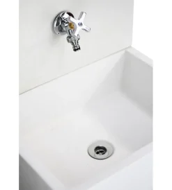 Fontane, Decorazioni E Pavimentazioni-Kam Fontana da giardino a muro "q-madrid" in calcestruzzo colore bianco, 45x35x40,5 cm