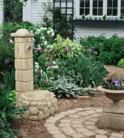 Kam Fontane, Decorazioni E Pavimentazioni|Fontana da giardino vedovella "savona" anticata color nocciola, 47x47x92 cm -