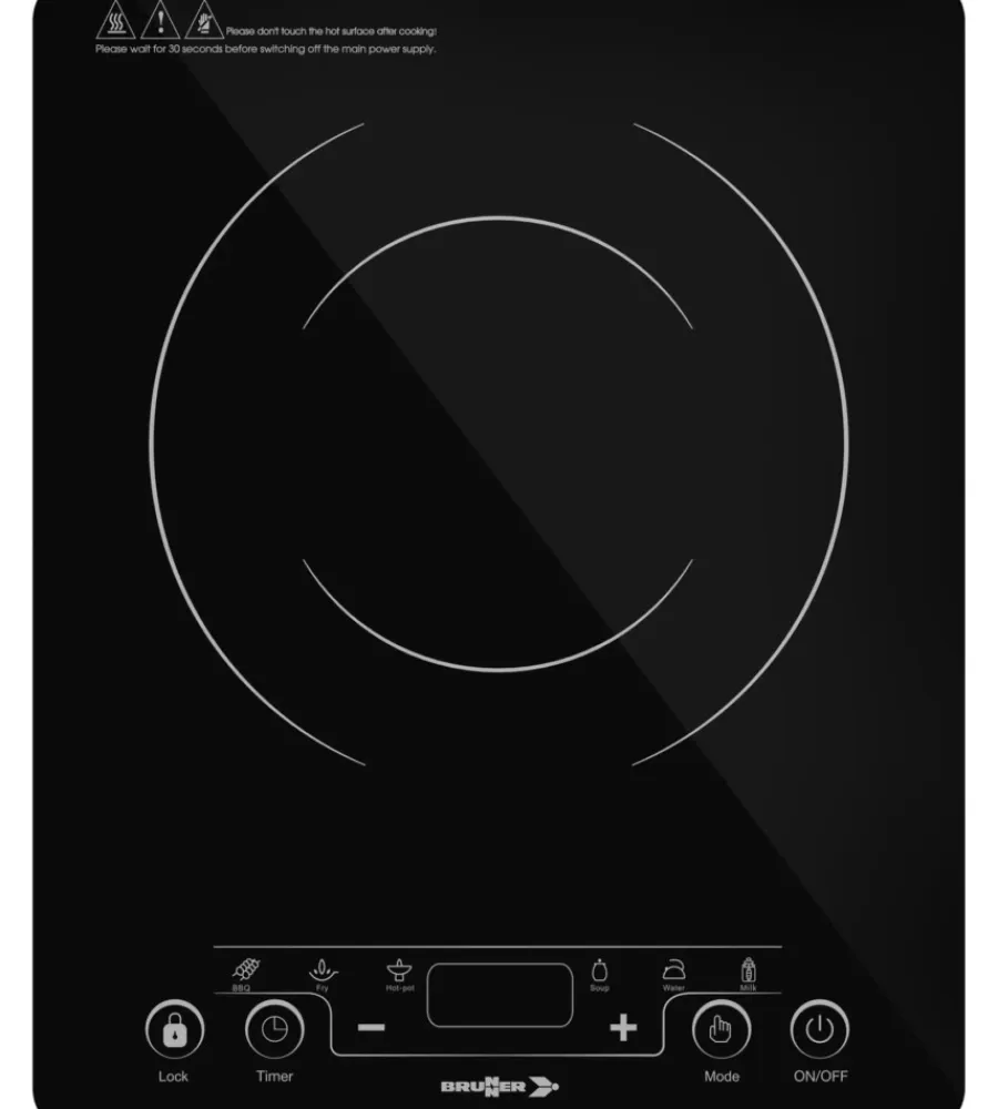 Brunner Campeggio|Fornello da campeggio elettrico "hot point induction" in vetroceramica 1 fuoco 28x35x4,6 cm
