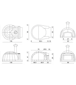 Linea VZ Forni Pizza|Forno per pizza "etna" in refrattario, 120x138x75/120 cm