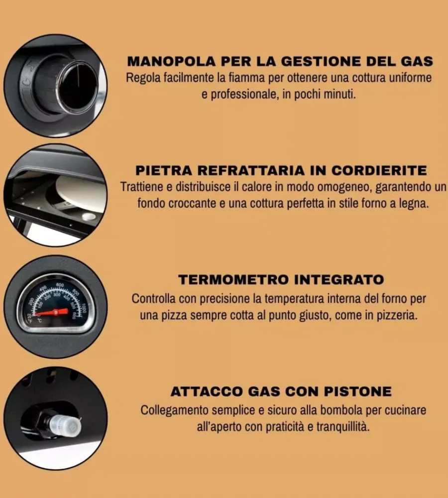 Arnold Forni Pizza|Forno pizza a gas "stromboli" nero 1 pizza