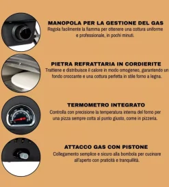 Forni Pizza-Arnold Forno pizza a gas "vulcano" nero 1 pizza