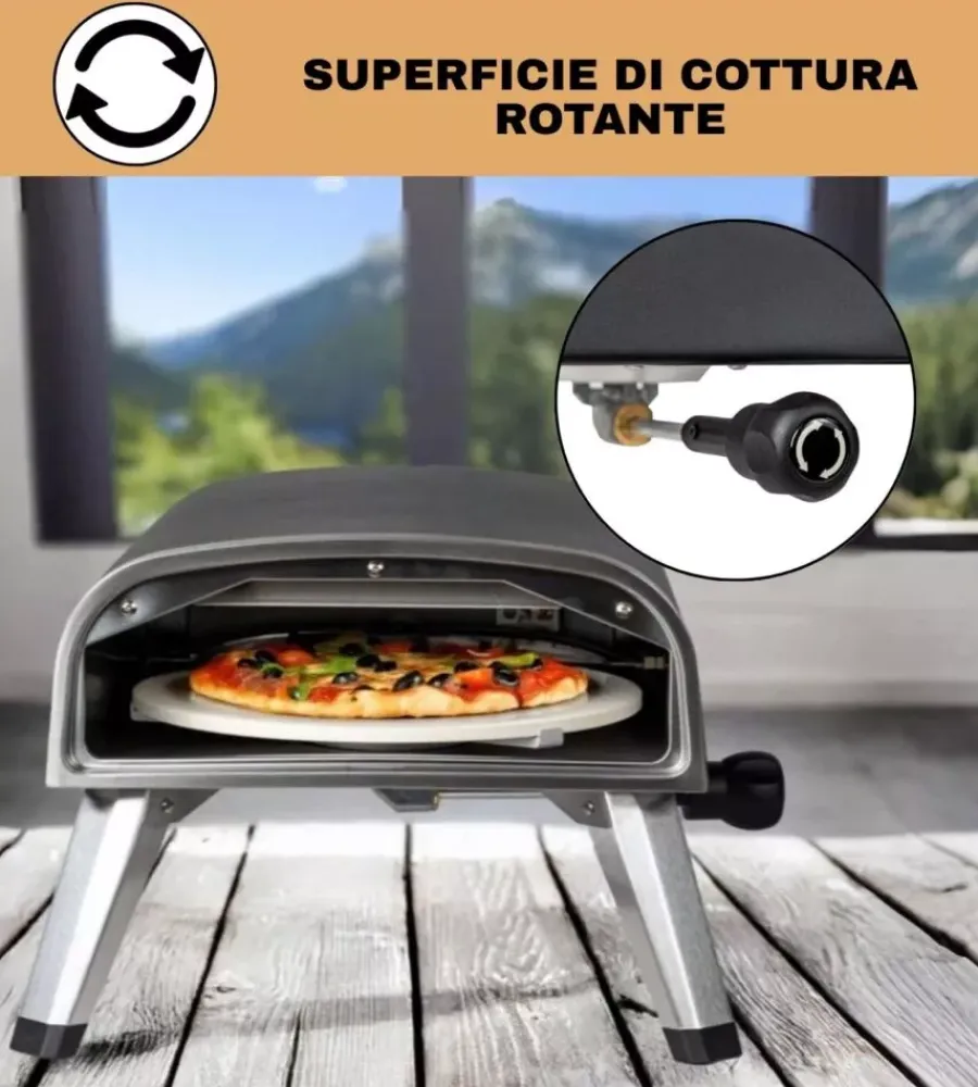 Forni Pizza-Arnold Forno pizza a gas "vulcano" nero 1 pizza