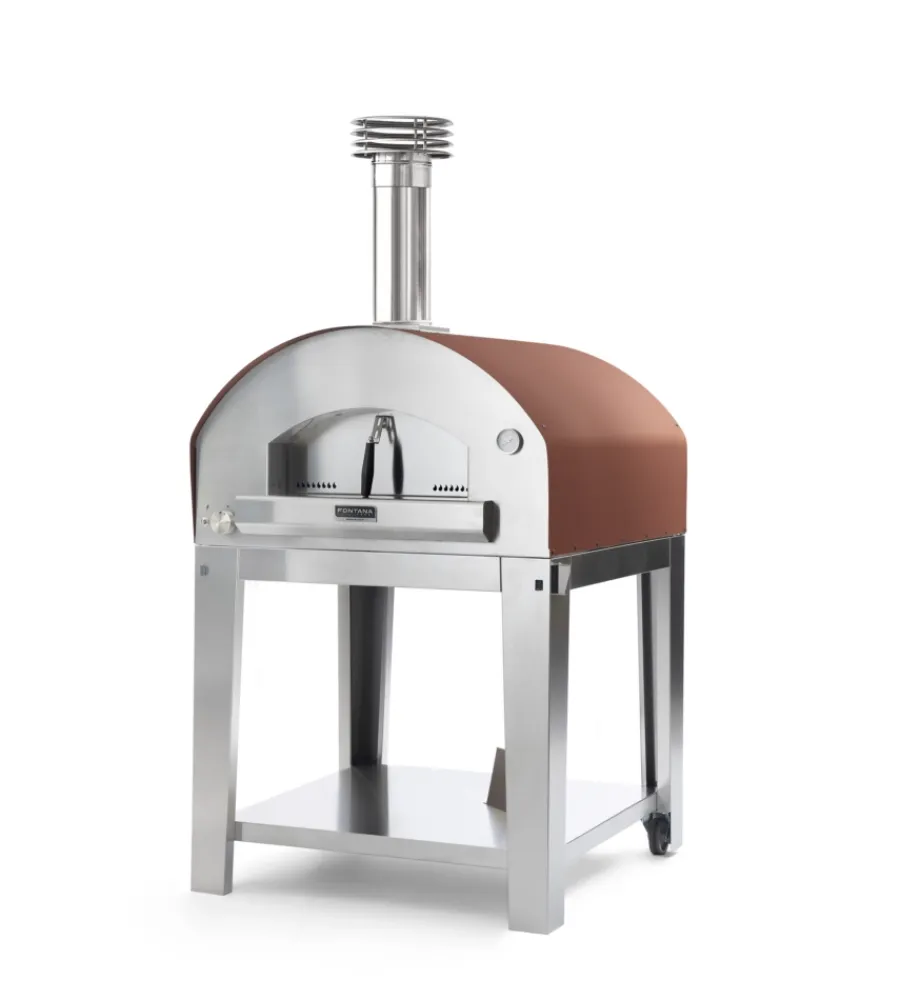 Best Forno pizza a gas con carrello fontana "marinara" colore rosso 5 pizze Forni Pizza