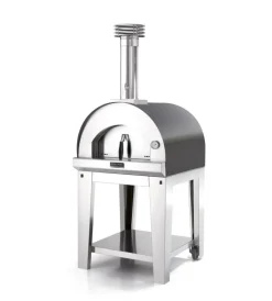 Fontana Forni Forni Pizza|Forno pizza a legna con carrello fontana "margherita" colore antracite 2 pizze