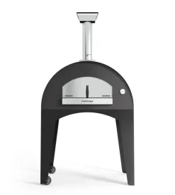 Fontana Forni Forni Pizza|Forno pizza a legna con carrello fontana "amalfi" colore antracite 3 pizze