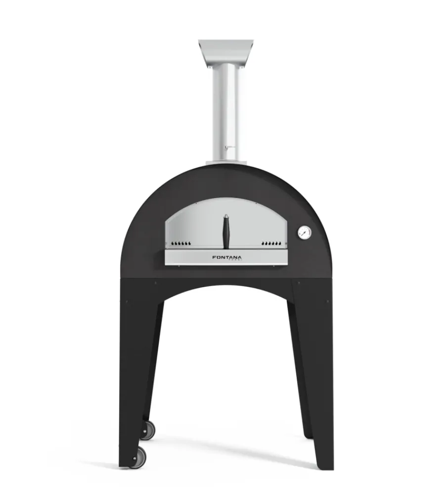 Forni Pizza-Fontana Forni Forno pizza a legna con carrello fontana "capri" colore antracite 2 pizze