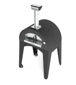 Forni Pizza-Fontana Forni Forno pizza a legna con carrello fontana "capri" colore antracite 2 pizze