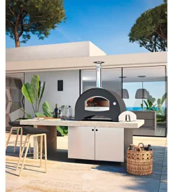 New Forno pizza a legna fontana "amalfi" colore antracite 3 pizze Forni Pizza