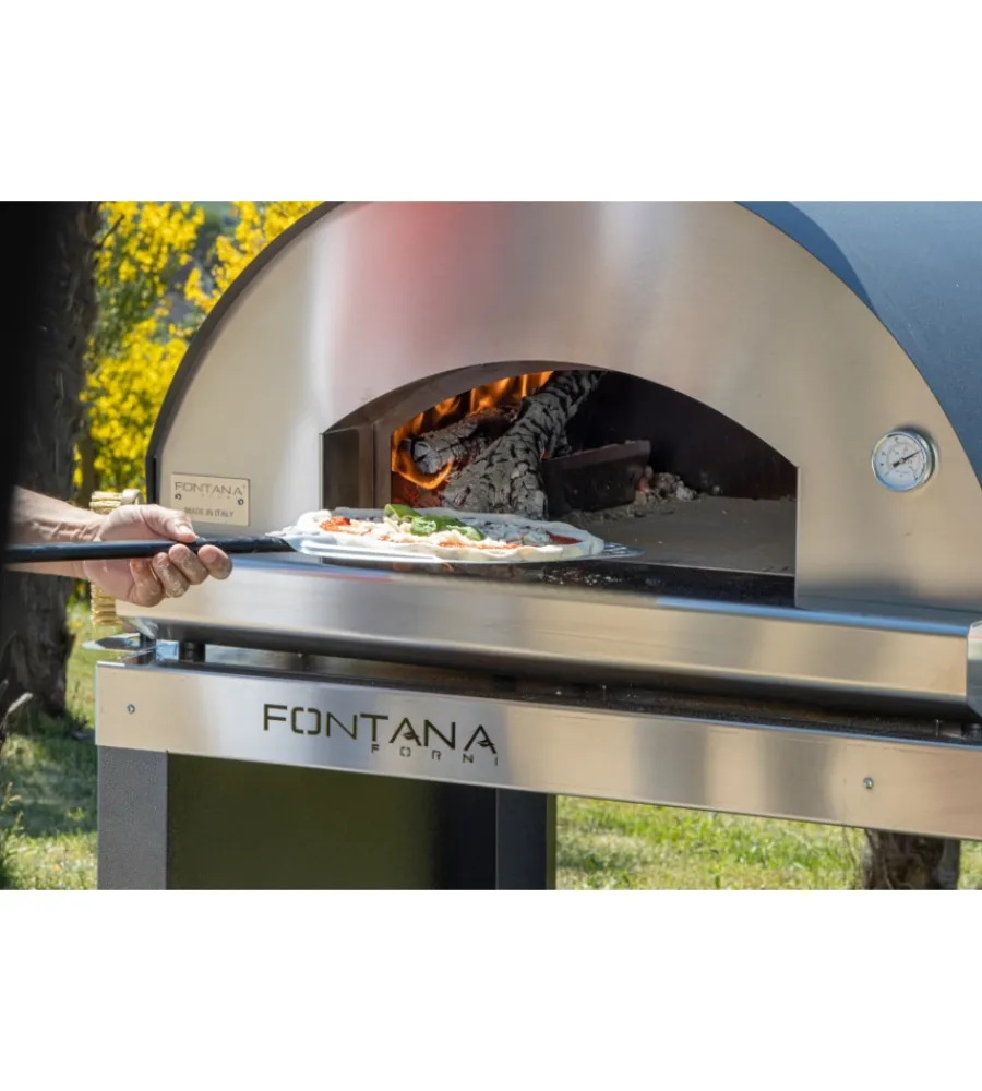 Fontana Forni Forni Pizza|Forno pizza a legna fontana "mangiafuoco" colore antracite 4 pizze