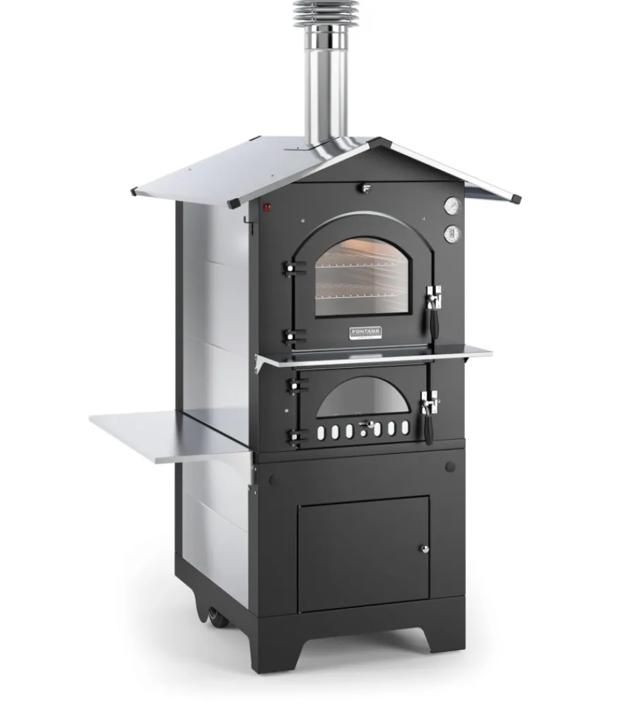 Forni Pizza-Fontana Forni Forno pizza a legna fontana "gusto 80x45" colore antracite 2 pizze