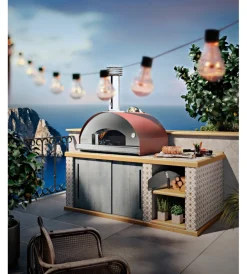 New Forno pizza a legna fontana "mangiafuoco" colore rosso 4 pizze Forni Pizza
