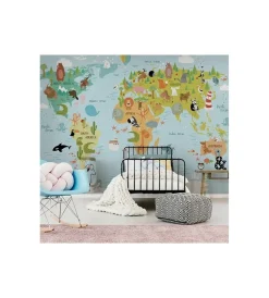 Hot Fotomurale adesivo "kids map" in pvc, 312x280 cm Decorazione Pareti