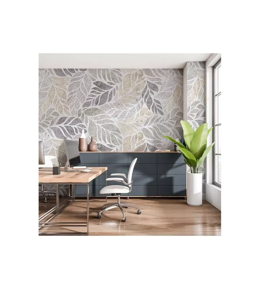 Decorazione Pareti- Fotomurale adesivo "leaves pattern" in pvc, 312x280 cm
