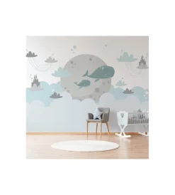 Decorazione Pareti- Fotomurale adesivo "whales in the sky" in pvc, 416x280 cm