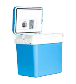 Sale Frigo portatile elettrico da campeggio blu con adattatore 24 lt Auto Interno
