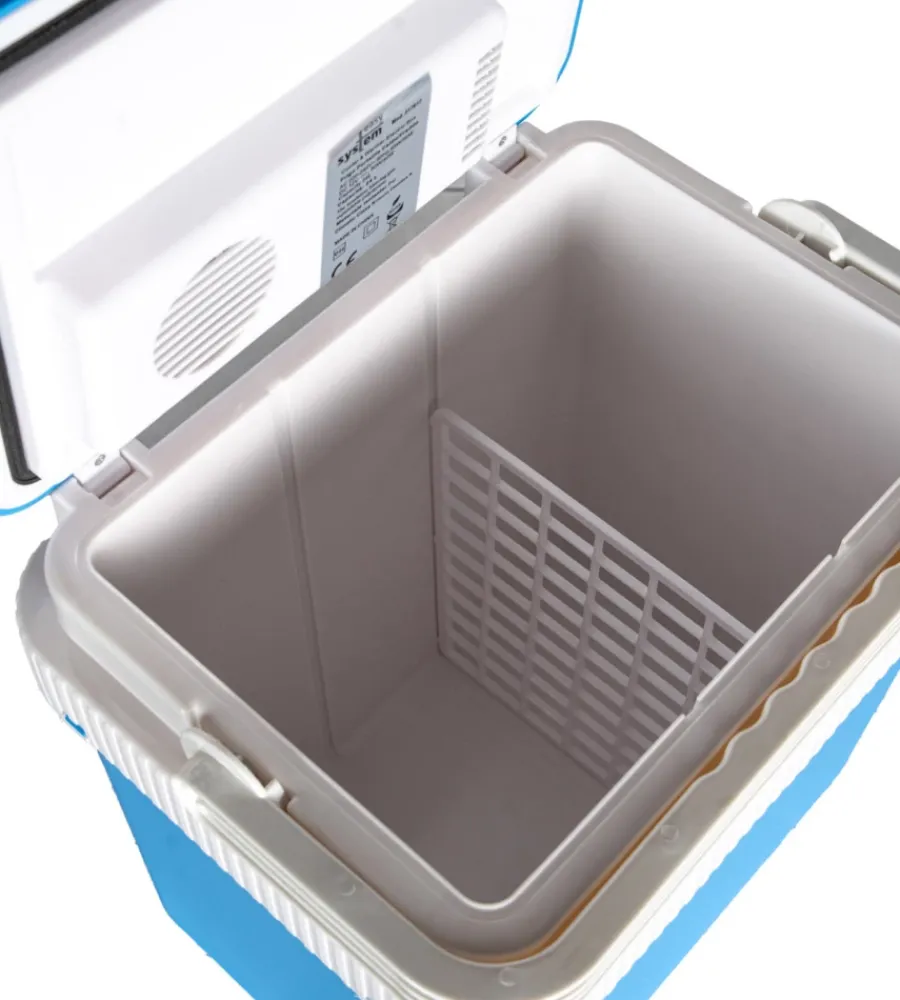 Sale Frigo portatile elettrico da campeggio blu con adattatore 24 lt Auto Interno