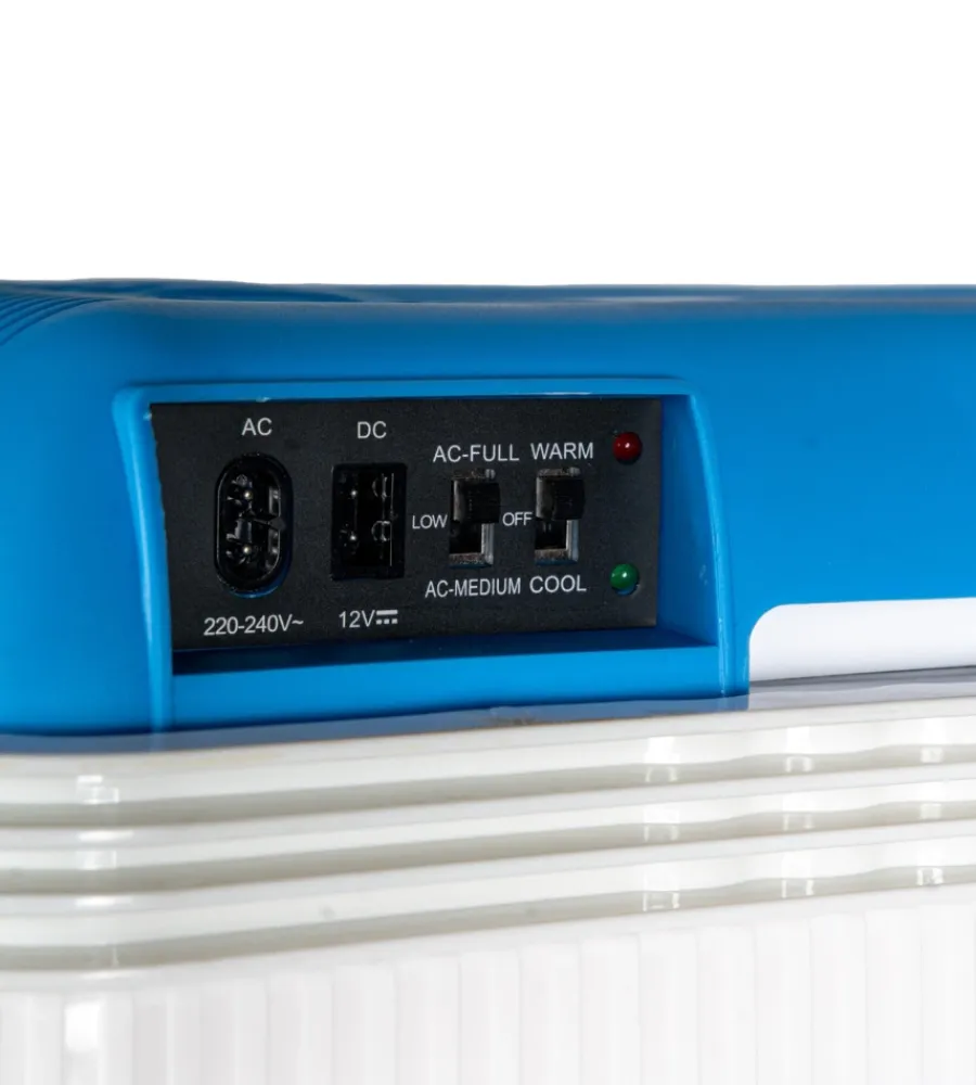 Sale Frigo portatile elettrico da campeggio blu con adattatore 24 lt Auto Interno